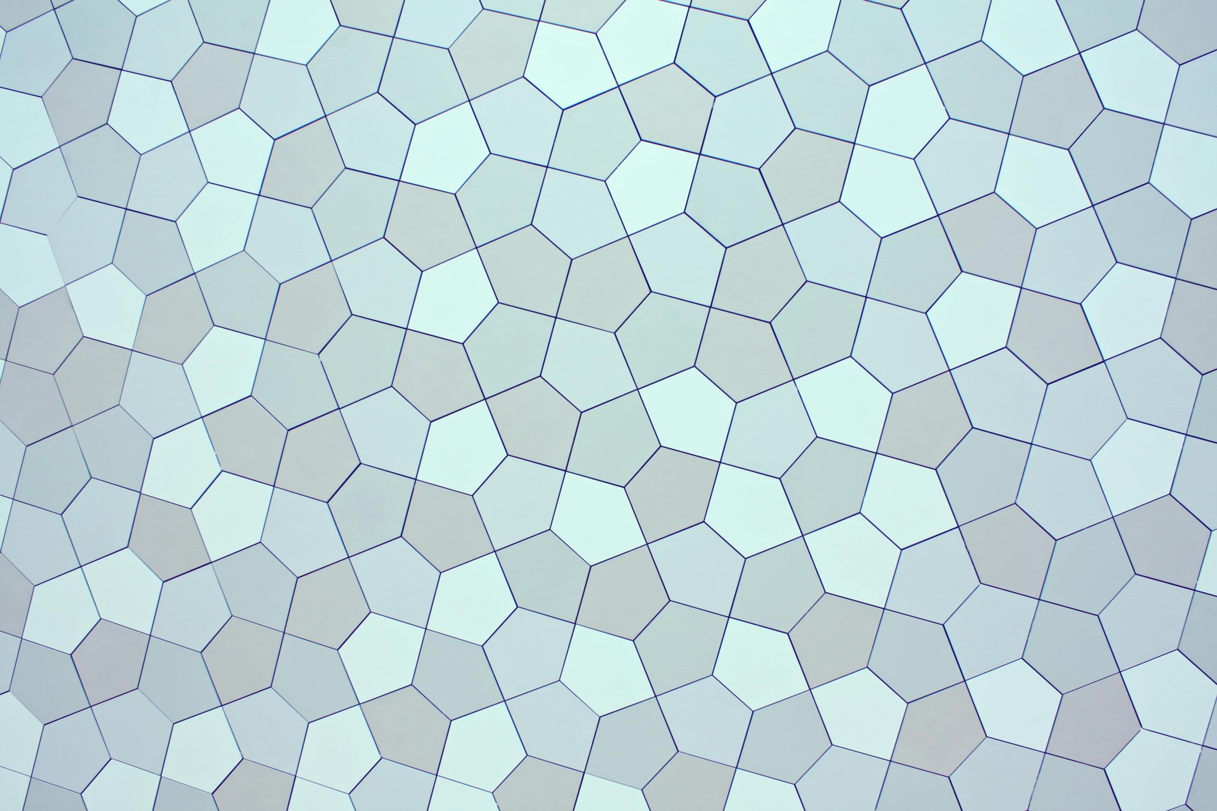 Geometric hexagonal wall tiles